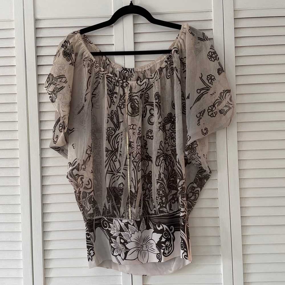 Charlotte Russe Black and Cream Floral Blouse